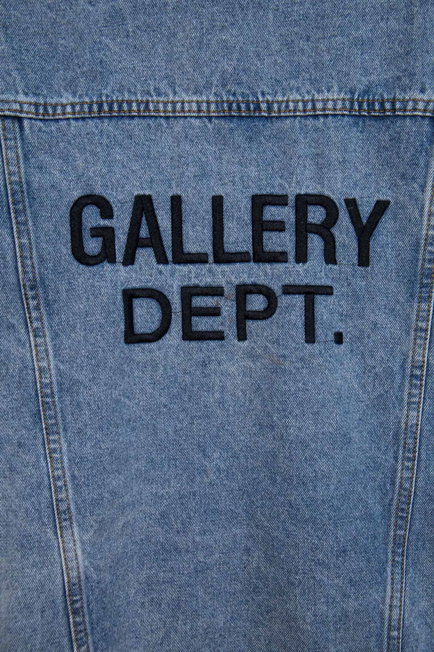Style number: M221 P260 GALLERY DEPT. 22fw Vintage Andy Denim Jacket embroidered black logo washed distressed denim jacket denim jacket couple same style Size: S-XL